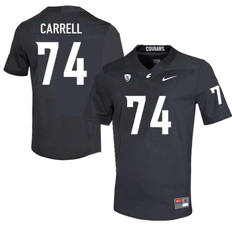Men #74 Sam Carrell Washington State Cougars College Football Jerseys Sale-Charcoal